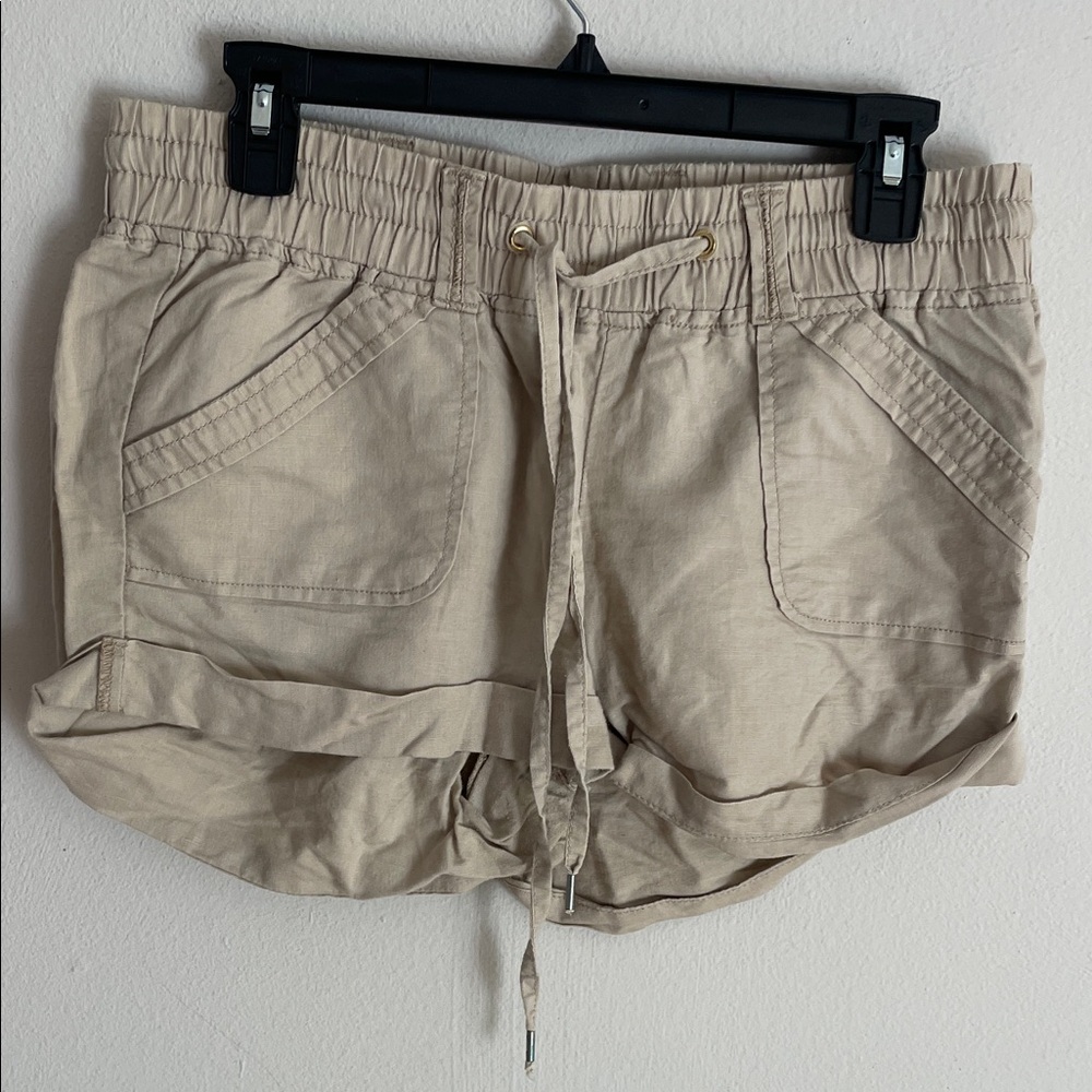 Guess Tan Linen Blend Women's  Shorts